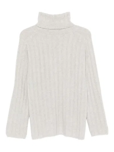 Le Tricot Perugia Turtleneck Sweater In Gray