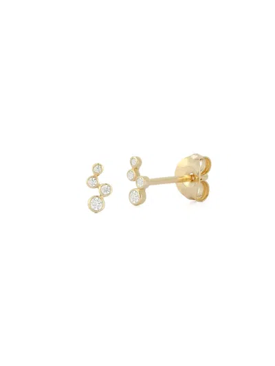 Mateo 14k Yellow Gold Diamond Wave Bezel Studs In Gold