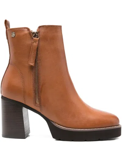 Carmela 80mm Leather Boots In Brown
