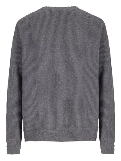 Laneus Ribbed Knitted Cardigan In Gray