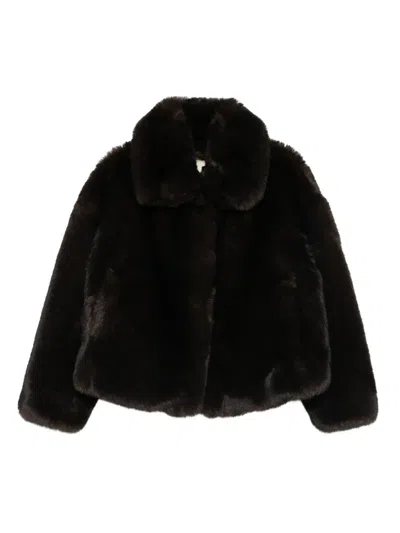 Vanessa Bruno Classic-collar Shearling Jacket In Brown