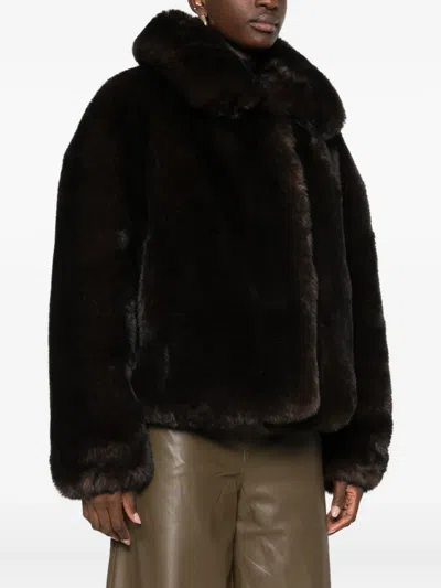 Vanessa Bruno Classic-collar Shearling Jacket In Brown