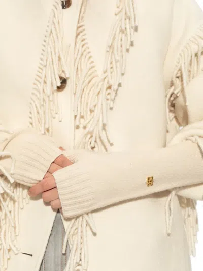 Ganni Ribbed Logo-detail Gloves In Neutral