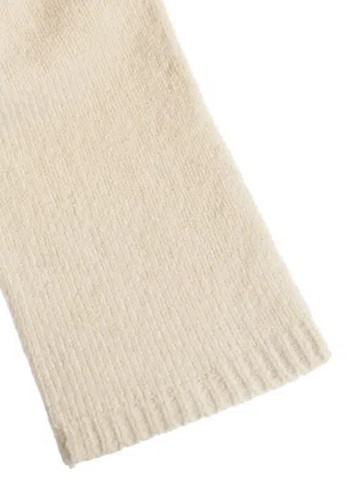 Ganni Ribbed Logo-detail Gloves In Neutral