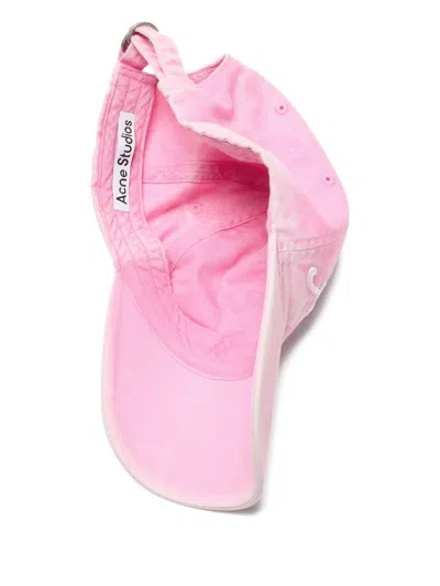 Acne Studios Logo-embroidered Cotton Cap In Pink