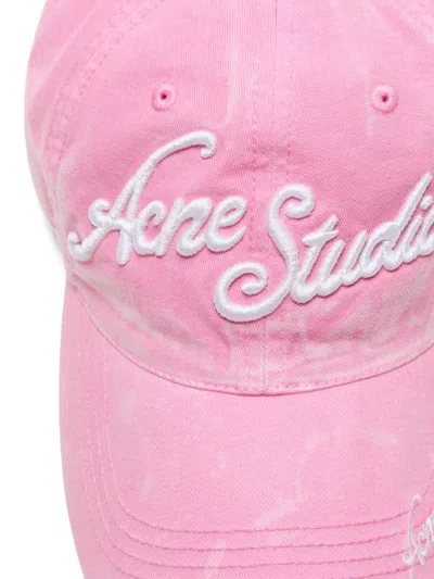Acne Studios Logo-embroidered Cotton Cap In Pink