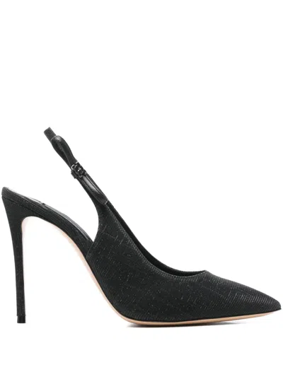 Casadei "chanel" Triniton Sling Back In Black