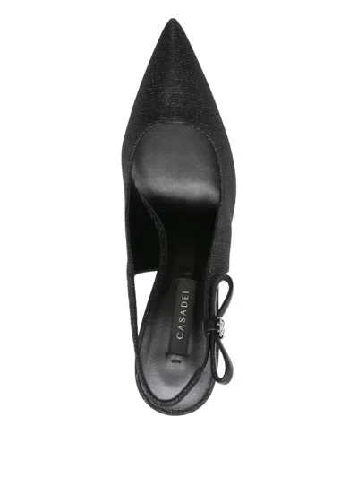 Casadei "chanel" Triniton Sling Back In Black