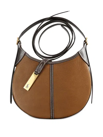 Polo Ralph Lauren Polo Id Leather Small Shoulder Bag In Brown