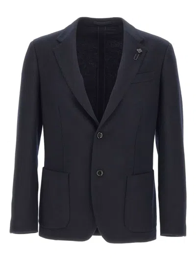 Lardini Pin-detail Single-breasted Blazer In Blue