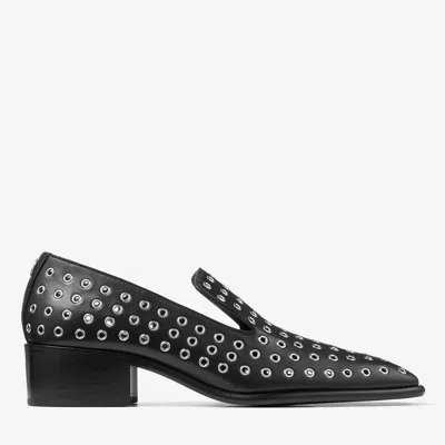 Jimmy Choo 45mm Eliot Eyelet Heeled Loafers In Black