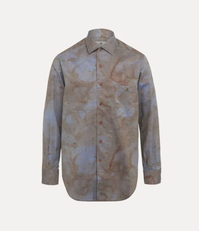 Vivienne Westwood Pj Shirt Printed Shirting Coffee-stain L Unisex In Multi
