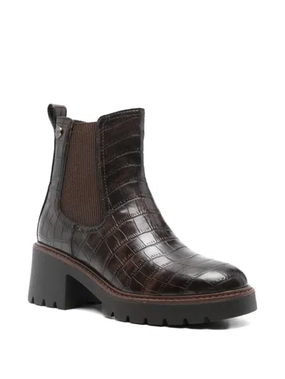 Carmela 60mm Crocodile-embossed Boots In Brown