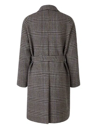 Tagliatore Prince Of Wales Virgin Wool And Cashmere Blend Coat In Gray