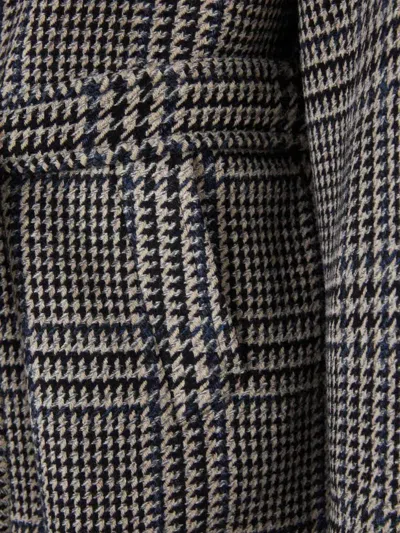 Tagliatore Prince Of Wales Virgin Wool And Cashmere Blend Coat In Gray