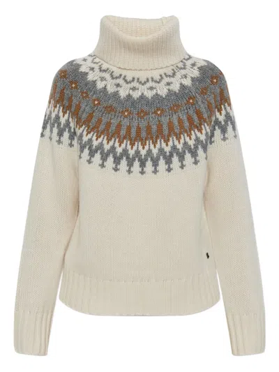 Bogner Ingrid Patterned Turtleneck Sweater In Neutral