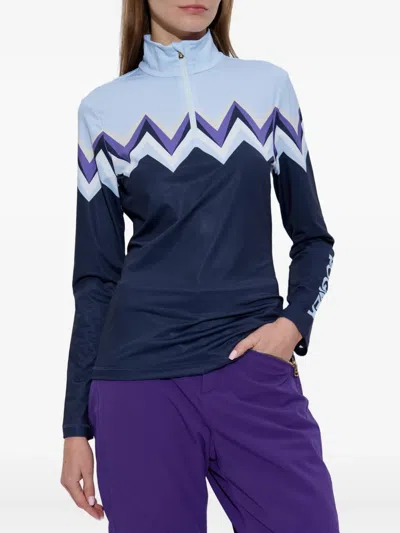 Bogner Beline Zigzag-pattern Zip T-shirt In Blue