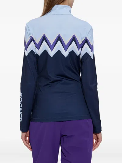 Bogner Beline Zigzag-pattern Zip T-shirt In Blue