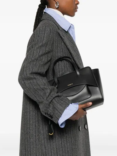 Hidesins Medium Leather Tote Featuring Shoulder Strap In Black