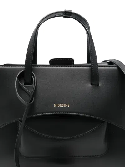 Hidesins Medium Leather Tote Featuring Shoulder Strap In Black
