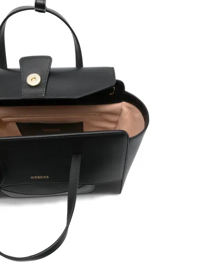 Hidesins Medium Leather Tote Featuring Shoulder Strap In Black