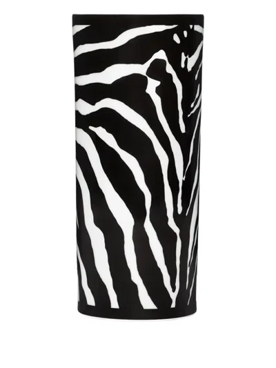 Dolce & Gabbana Cylindrical Porcelain Vase In Animal Print