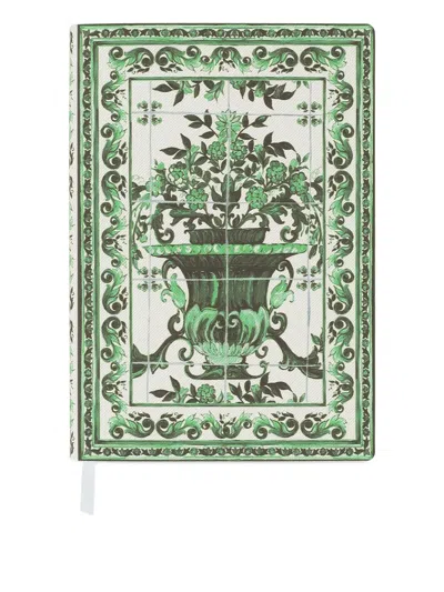 Dolce & Gabbana Medium Blank Notebook Textile Cover In Green
