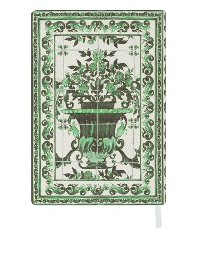 Dolce & Gabbana Medium Blank Notebook Textile Cover In Green