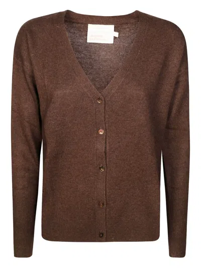 Absolut Cashmere Button-down Cardigan With Side Slits In Brown