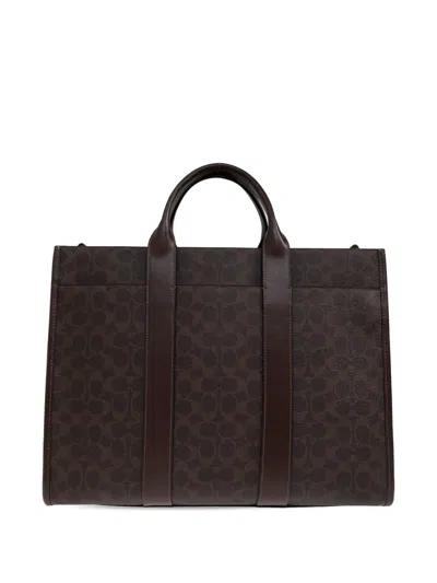 Coach Handle Patterned Tote Bag In Brown