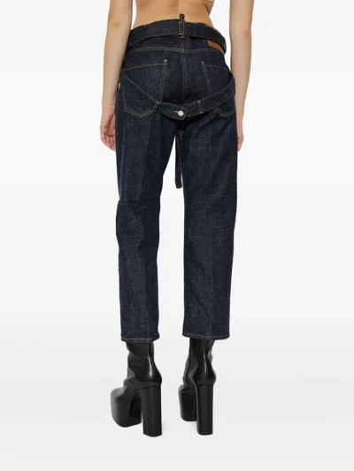 Dsquared2 X Magliano Belted Cropped Jeans In Blue
