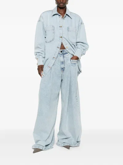 The Mannei Drop-shoulder Denim Jacket In Blue