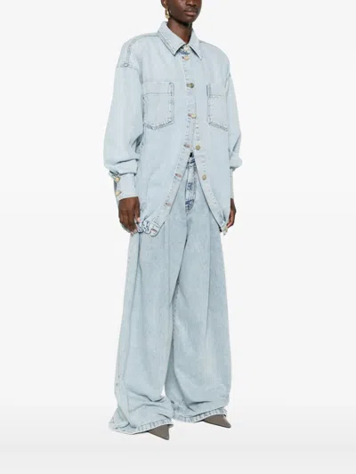 The Mannei Drop-shoulder Denim Jacket In Blue