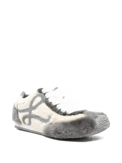 Loewe Two-tone Shearling Ballet Runner 2.0 Sneakers In Neutral