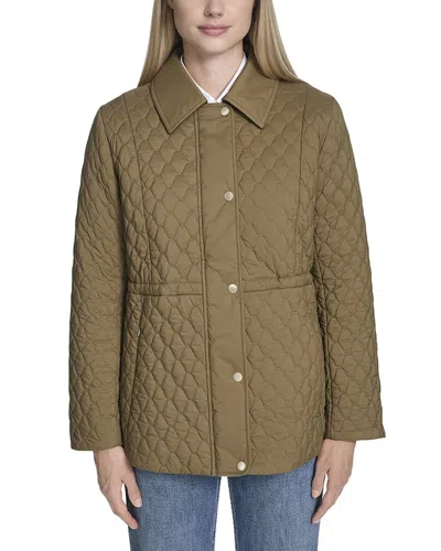 Cole Haan Honeycomb Quilted Jacket In Green