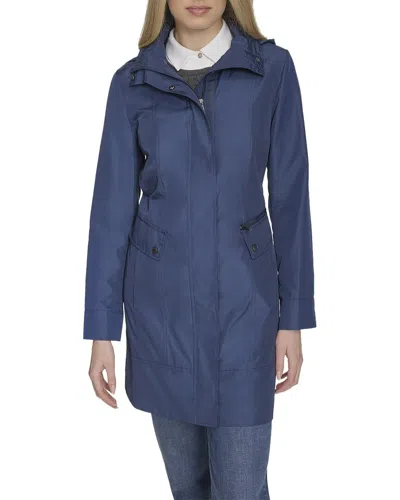 Cole Haan Single Breasted Rain Jacket In Blue
