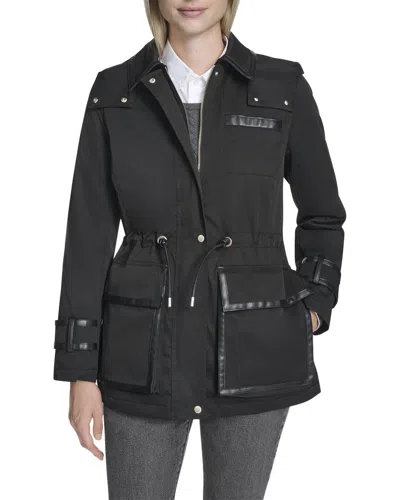 Cole Haan Zip Up Rain Jacket In Black