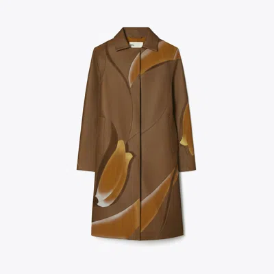 Tory Burch Embroidered Coat In Brown