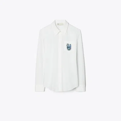 Tory Burch Cotton Poplin Duck Button Down In White