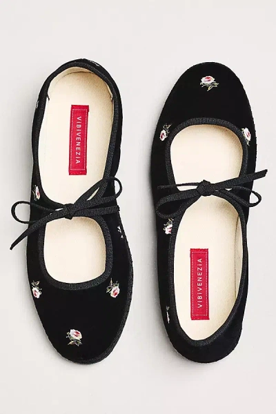 Vibi Venezia Brigitte Bow-tie Mary Jane Flats In Black