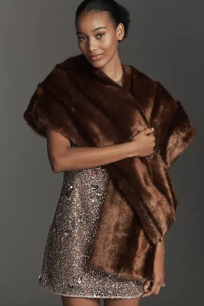 Anna Sui Faux-fur Scarf In Brown