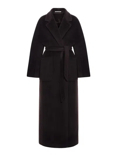Tagliatore Belted Alpaca Wool Coat In Brown