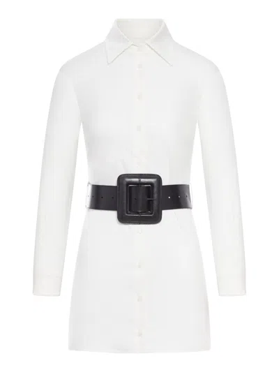 Balenciaga Longline Dress Belted At The Waist In White