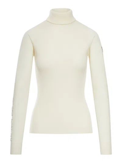 Moncler Wool Blend Turtleneck Sweater In White