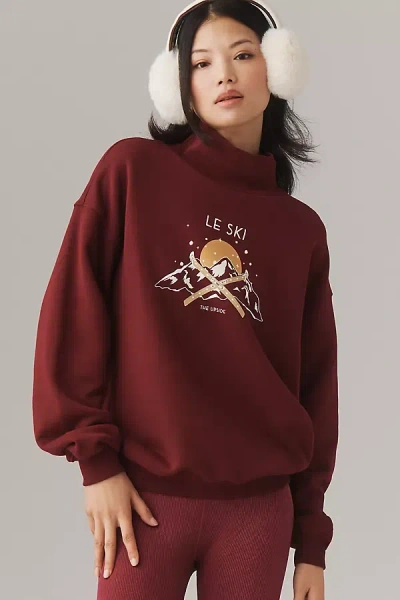 The Upside Le Ski Clementine Graphic-print Turtleneck Sweater In Burgundy