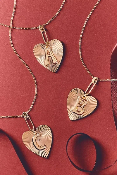 By Anthropologie Fluted Heart Pendant Monogram Necklace