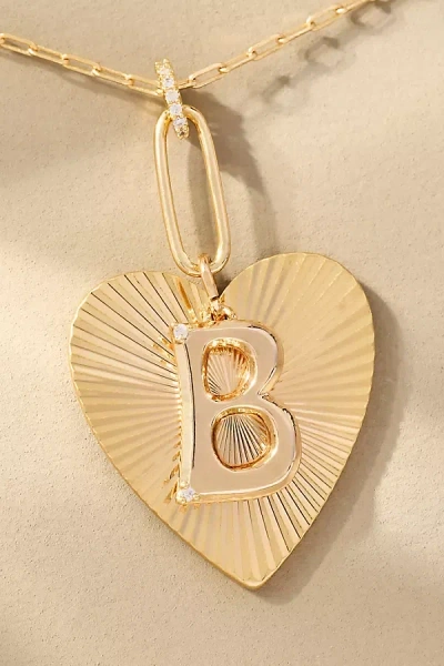 By Anthropologie Fluted Heart Pendant Monogram Necklace
