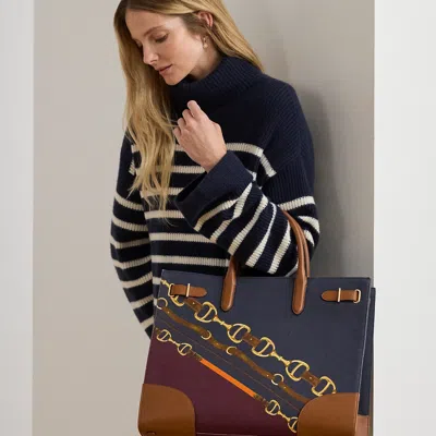 Ralph Lauren Belting-print Large Devyn Tote Bag In Multi