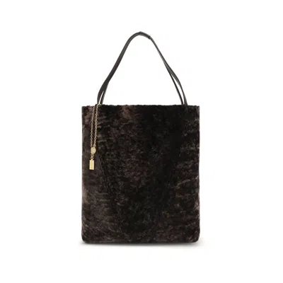 Chloé Chloe Women Dark Brown Shearling Large Chloã¨ Spin Shopping Bag In Brown