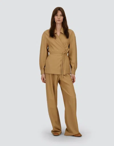 Herno Trousers In 100% Wool Flannel In Brown